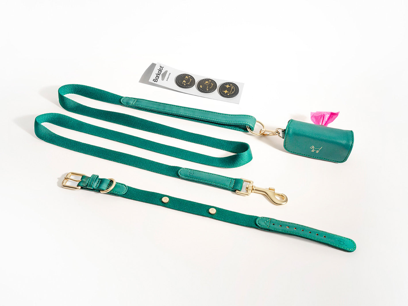 Green Dog Collar Walk Kit +  Poop Bag Holder + Pins