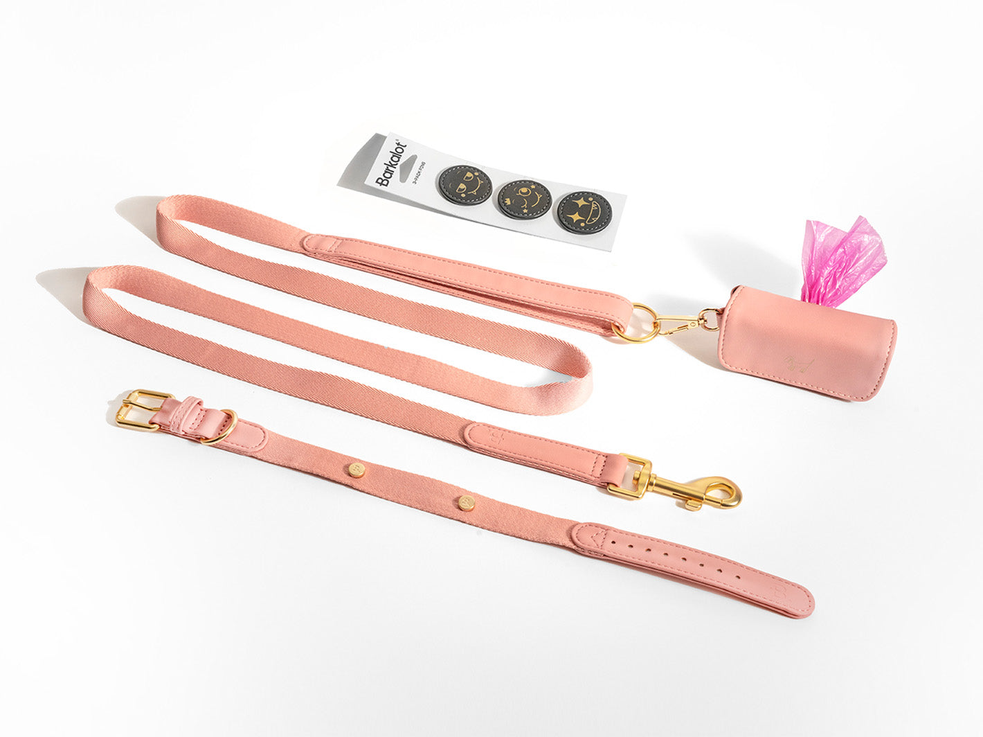 Pink Dog Collar Walk Kit + Poop Bag Holder + Pins